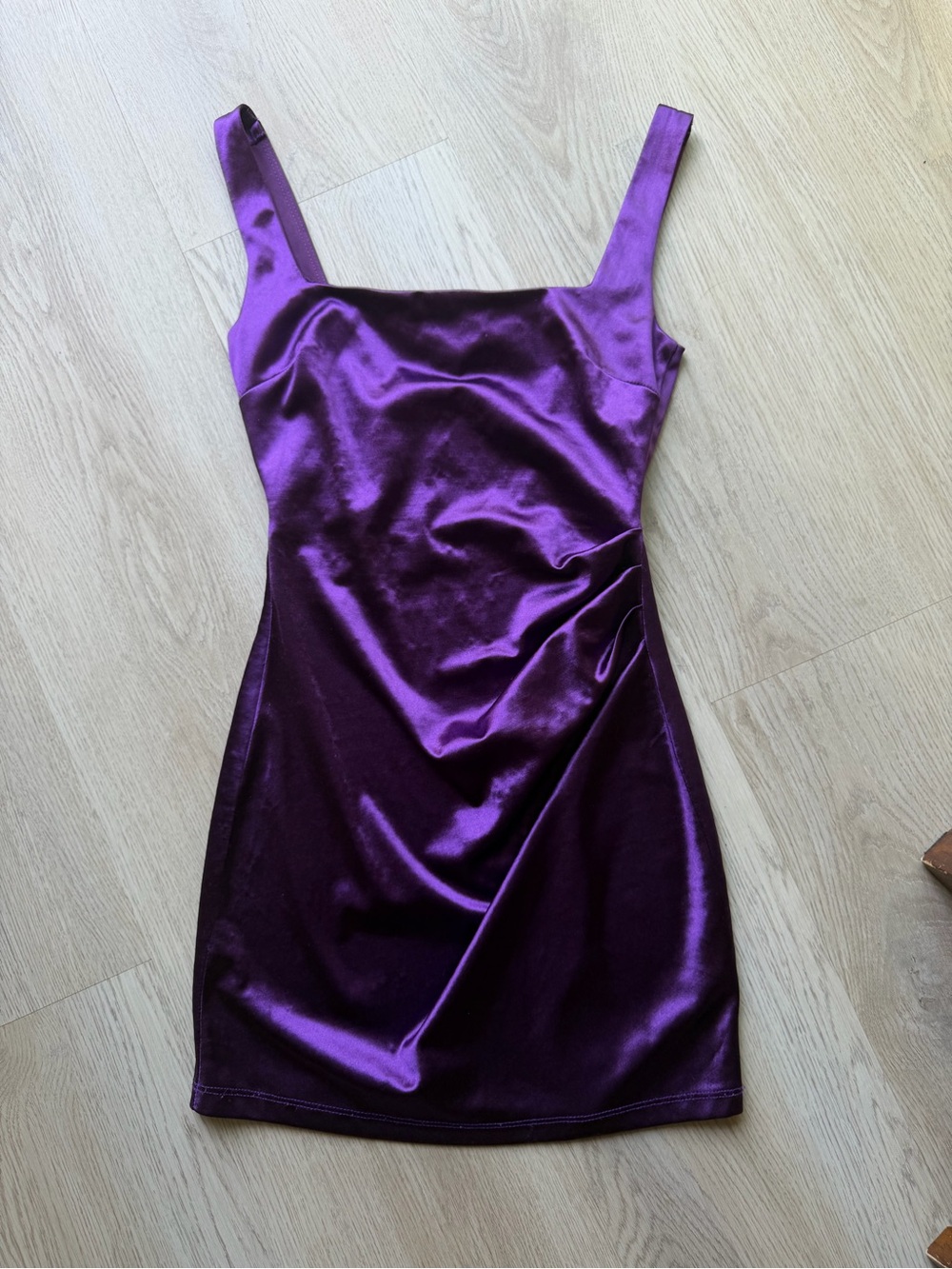 Windsor Violet Satin Square-Neck Mini Dress